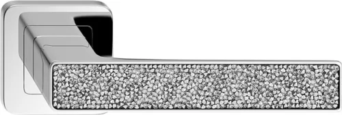 DECO ajtókilincs kerek rozettás króm + GLAMOUR betét ezüst kristályokkal BB