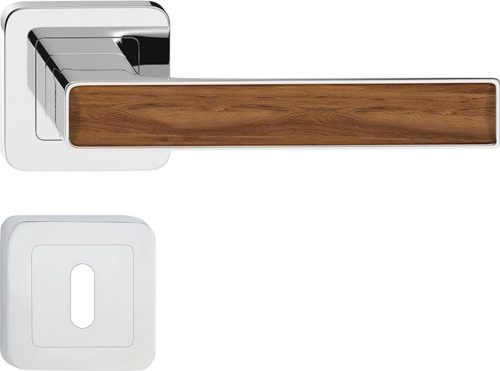 DECO ajtókilincs kerek rozettás króm + lengyel tölgy (közép greco tölgy) BB