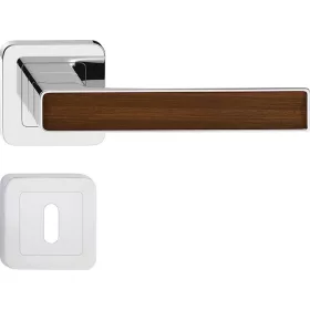 DECO ajtókilincs kerek rozettás króm + greco diófa BB