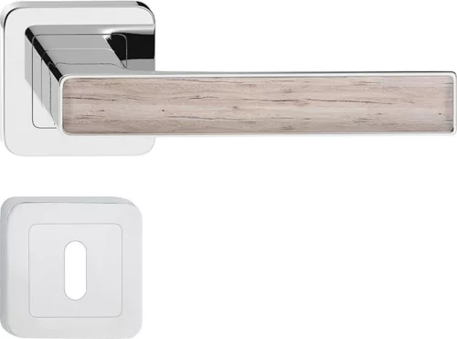 DECO ajtókilincs kerek rozettás króm + sanremo tölgyfa BB