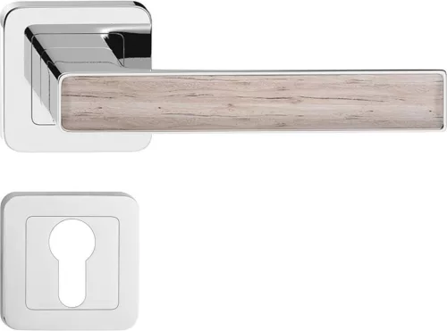 DECO ajtókilincs kerek rozettás króm + sanremo tölgyfa PZ