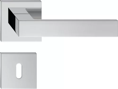 QUBIK ajtóajtókilincs szögletes K-rozettás fényes króm BB