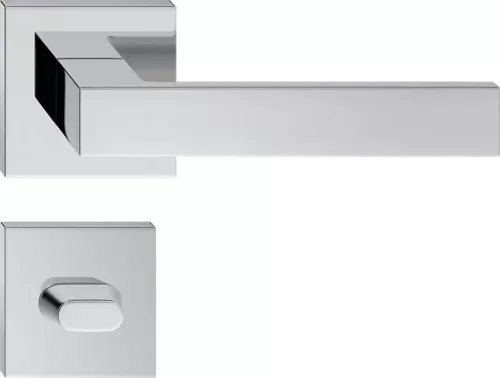 QUBIK ajtóajtókilincs szögletes K-rozettás fényes króm WC