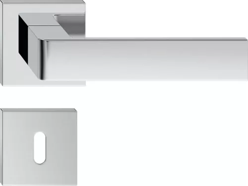 RUMBA ajtóajtókilincs szögletes K-rozettás fényes króm BB