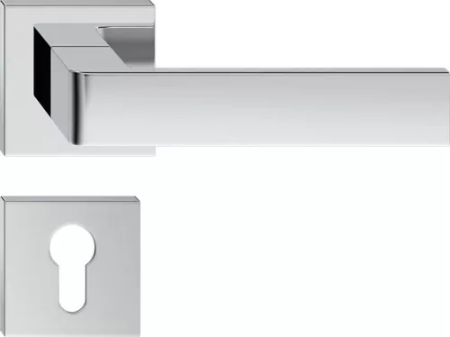 RUMBA ajtóajtókilincs szögletes K-rozettás fényes króm PZ