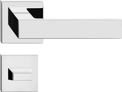 CUBE ajtóajtókilincs szögletes rozettás fényes króm WC