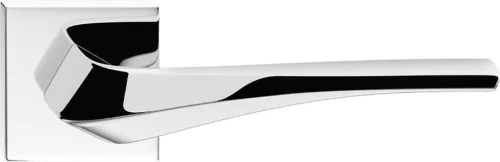 FLOW ajtókilincs szögletes Q rozettás fényes króm - CORONA PREMIUM Csak kilincs felső rozettán