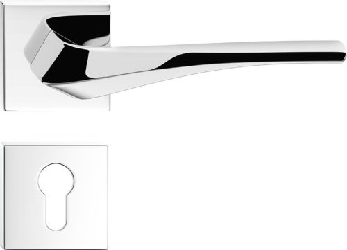 FLOW ajtókilincs szögletes Q rozettás fényes króm - CORONA PREMIUM PZ