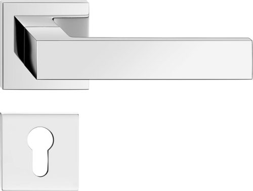 FOCUS ajtóajtókilincs szögletes rozettás Q SLIM vékony fényes króm - CORONA PREMIUM PZ