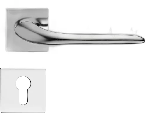 MOON ajtóajtókilincs szögletes rozettás Q SLIM fényes króm - CORONA PREMIUM PZ