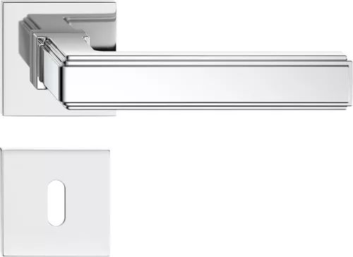 ROYAL ajtóajtókilincs szögletes rozettás Q SLIM fényes króm - CORONA PREMIUM BB