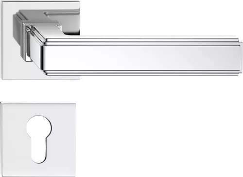 ROYAL ajtóajtókilincs szögletes rozettás Q SLIM fényes króm - CORONA PREMIUM PZ