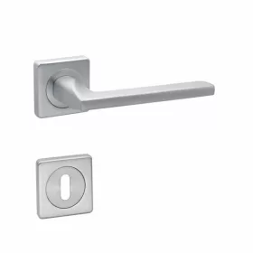   BUSSARE Roxane Lapított Négyzetrozettás Ajtokilincs Szatén Króm Felület Csak Kilincs Felső Rozetta (702)