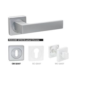   Roxane Spłaszczona kwadratowa klamka do drzwi Satynowa chromowana powierzchnia BB