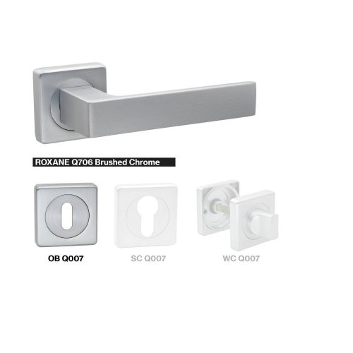 Roxane Spłaszczona kwadratowa klamka do drzwi Satynowa chromowana powierzchnia BB