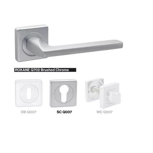 BUSSARE Roxane Lapított Négyzetrozettás Ajtokilincs Szatén Króm Felület PZ (702)