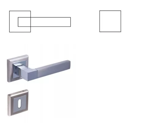 Stern Türknauf quadratisch satinierte Chromoberfläche WC Knopf/Türknauf