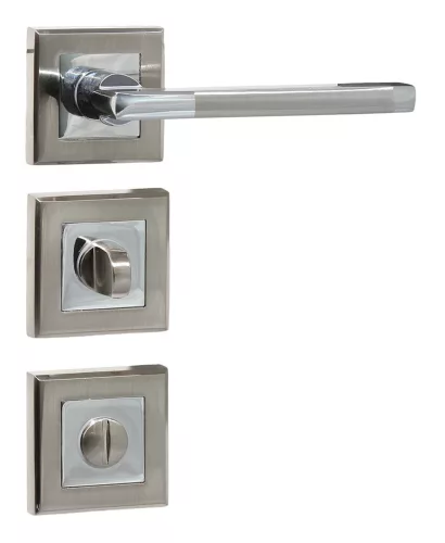 Quadratischer WC Knopf/Türknauf Daniella mit satinierter Chromoberfläche