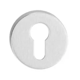   Runde Rosette matt verchromt PZ Schlossabdeckung von unten nach oben