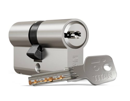 Titan I6 Safety Clutch and Anti-Break Cylinder Lock Insert 10/31 Satin Chrome Surface (5 Keys)