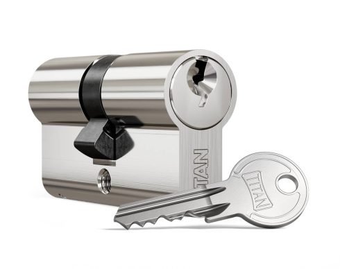 Titan K1 Zylinderschlosseinsatz 10/45 Satin Chrome Oberfläche (3 Schlüssel)