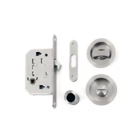   Set încuietoare uși glisante încuietoare WC crom mat premium (cu blocare)