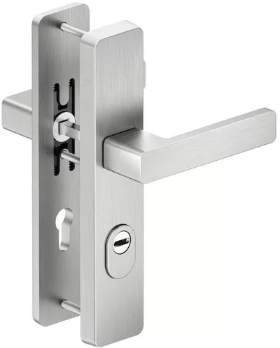 ATLAS külső ajtókilincs 92 mm-es rozsdamentes acél 78 mm-es ajtókhoz - Cilindervédővel