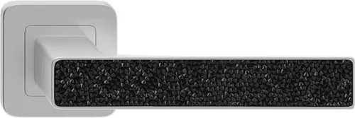 DECO ajtókilincs kerek rozettás nikkel + GLAMOUR betét fekete kristályok BB