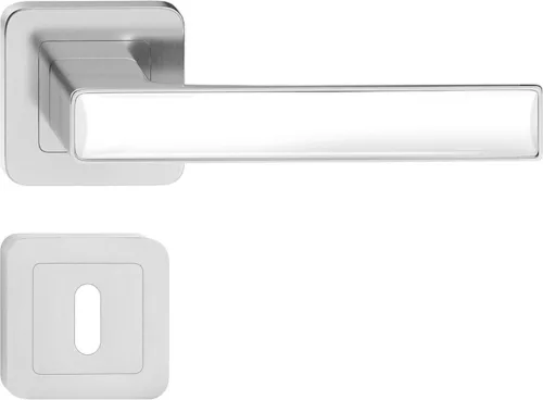 DECO ajtókilincs kerek rozettás szatén nikkel + fehér BB