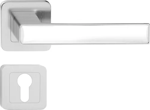 DECO ajtókilincs kerek rozettás szatén nikkel + fehér PZ