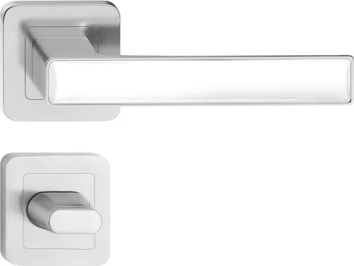 DECO ajtókilincs kerek rozettás szatén nikkel + fehér WC