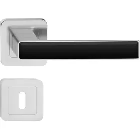   DECO ajtókilincs kerek rozettás szatén nikkel + fényes fekete BB