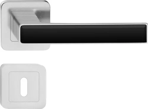 DECO ajtókilincs kerek rozettás szatén nikkel + fényes fekete BB