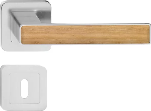 DECO ajtókilincs kerek rozettás szatén nikkel + arany tölgy (görög tölgy) BB