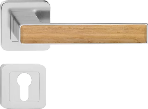 DECO ajtókilincs kerek rozettás szatén nikkel + arany tölgy (görög tölgy) PZ