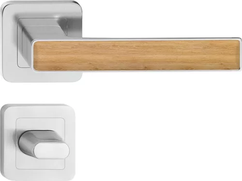 DECO ajtókilincs kerek rozettás szatén nikkel + arany tölgy (görög tölgy) WC