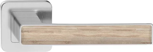 DECO ajtókilincs kerek rozettás szatén nikkel + sonoma tölgy Csak kilincs felső rozettán