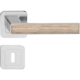   DECO ajtókilincs kerek rozettás szatén nikkel + sonoma tölgy BB