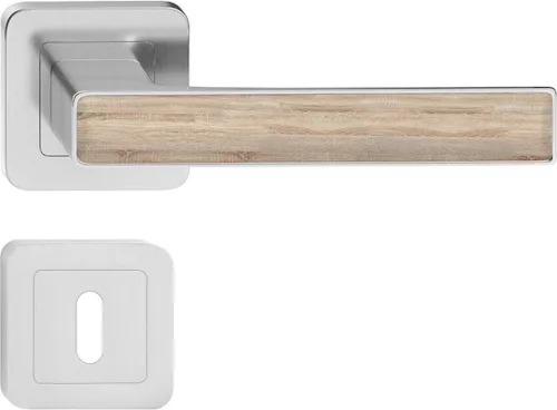 DECO ajtókilincs kerek rozettás szatén nikkel + sonoma tölgy BB