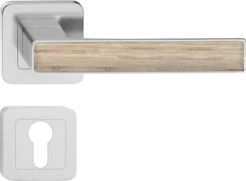 DECO ajtókilincs kerek rozettás szatén nikkel + sonoma tölgy PZ