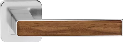 DECO ajtókilincs kerek rozettás szatén nikkel + lengyel tölgy (közép tölgy greco) Csak kilincs fels