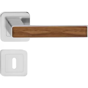   DECO ajtókilincs kerek rozettás szatén nikkel + lengyel tölgy (közép tölgy greco) BB