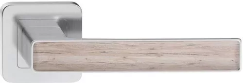 DECO ajtókilincs kerek rozettás szatén nikkel + san remo tölgy Csak kilincs felső rozettán