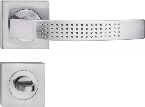 ASTRA ajtóajtókilincs szögletes rozettás szálcsiszolt nikkel WC