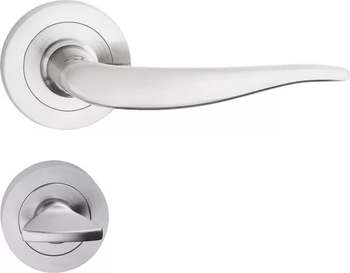 MONICA ajtókilincs kerek rozettás szálcsiszolt nikkel WC