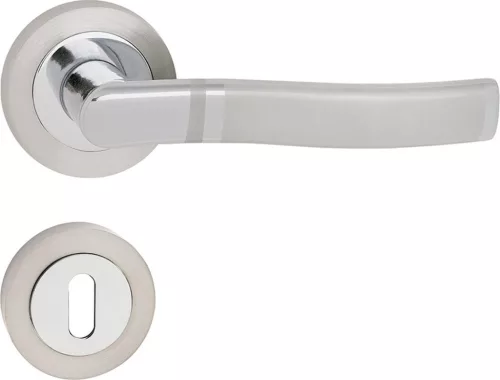 PLEJADA ajtóajtókilincs kerek rozettás szatén króm BB