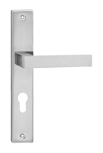 QUBIK pajzsos ajtókilincs szálcsiszolt nikkel 72 mm PZ