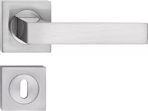 QUBIK ajtókilincs szögletes rozettás szálcsiszolt nikkel BB