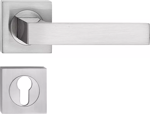 QUBIK ajtókilincs szögletes rozettás szálcsiszolt nikkel PZ