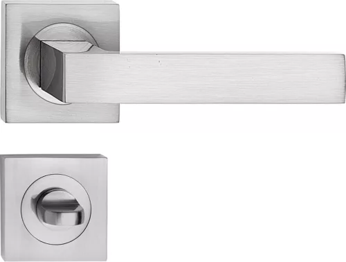 QUBIK ajtókilincs szögletes rozettás szálcsiszolt nikkel WC